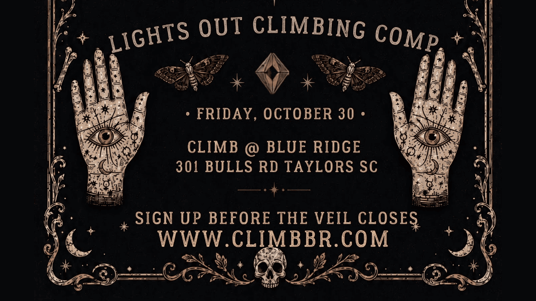 Promo graphic for Lights Out Climbing Comp | Teens & Adults