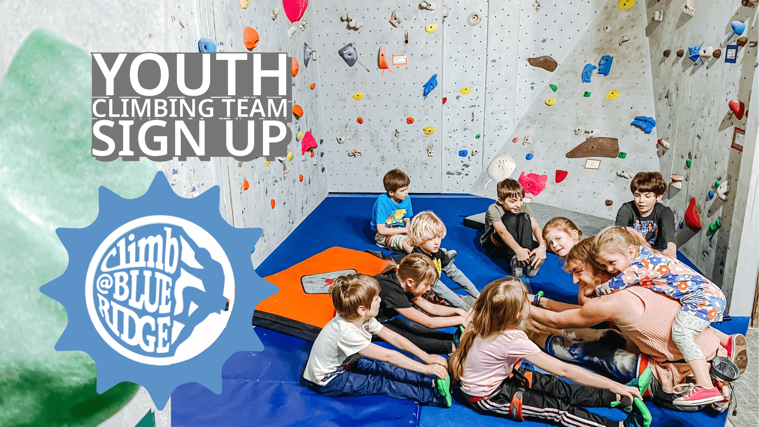 Promo graphic for Youth Climbing Team Sign Up